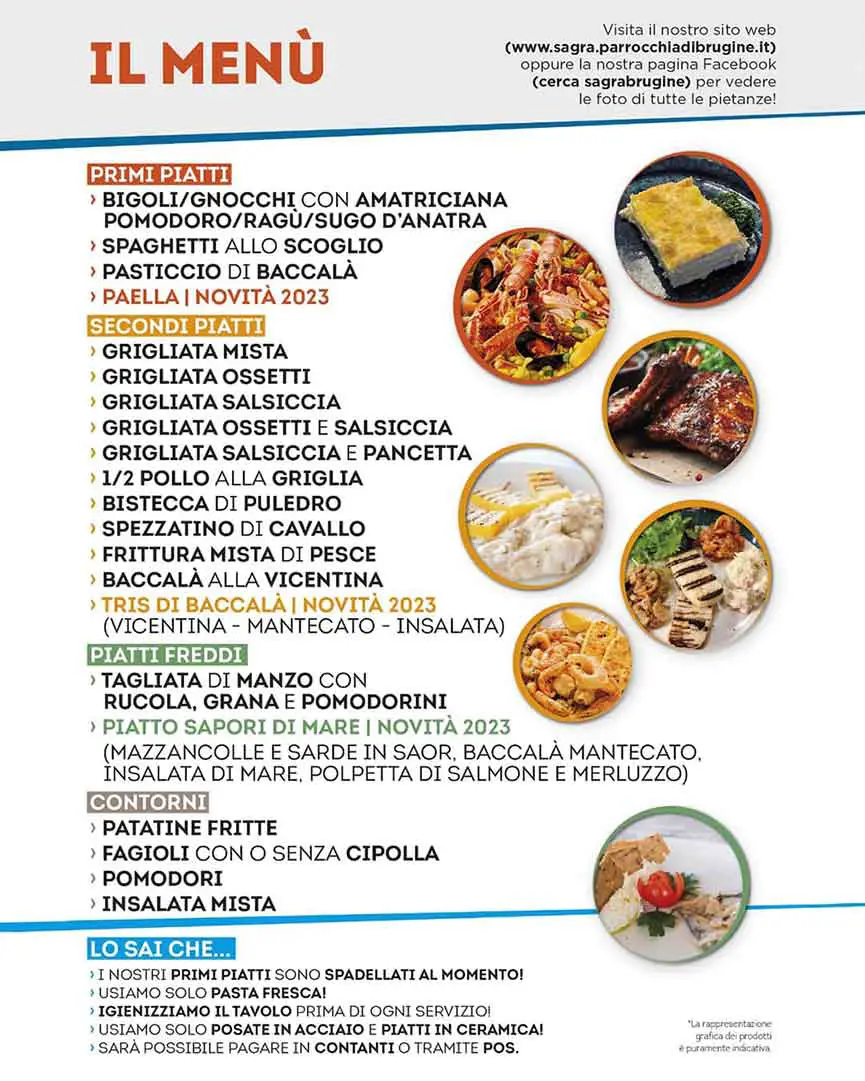 Menù della Sagra di Brugine