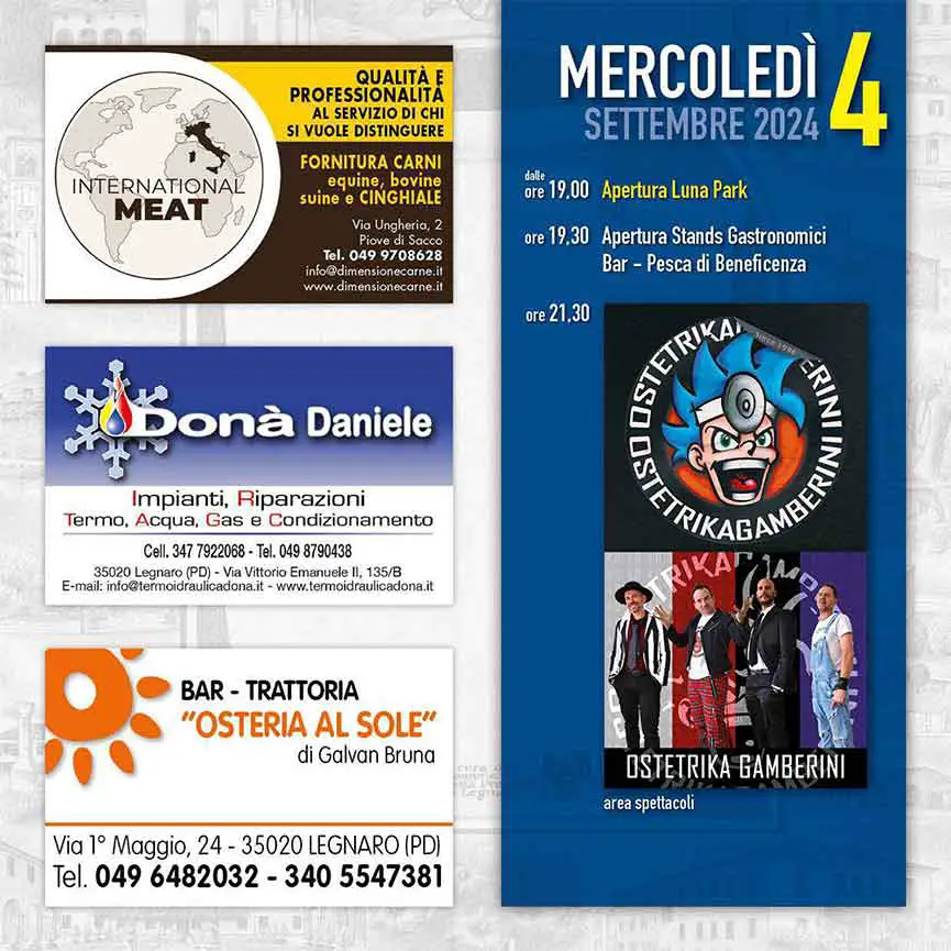 Programma della Sagra e Fiera di Legnaro