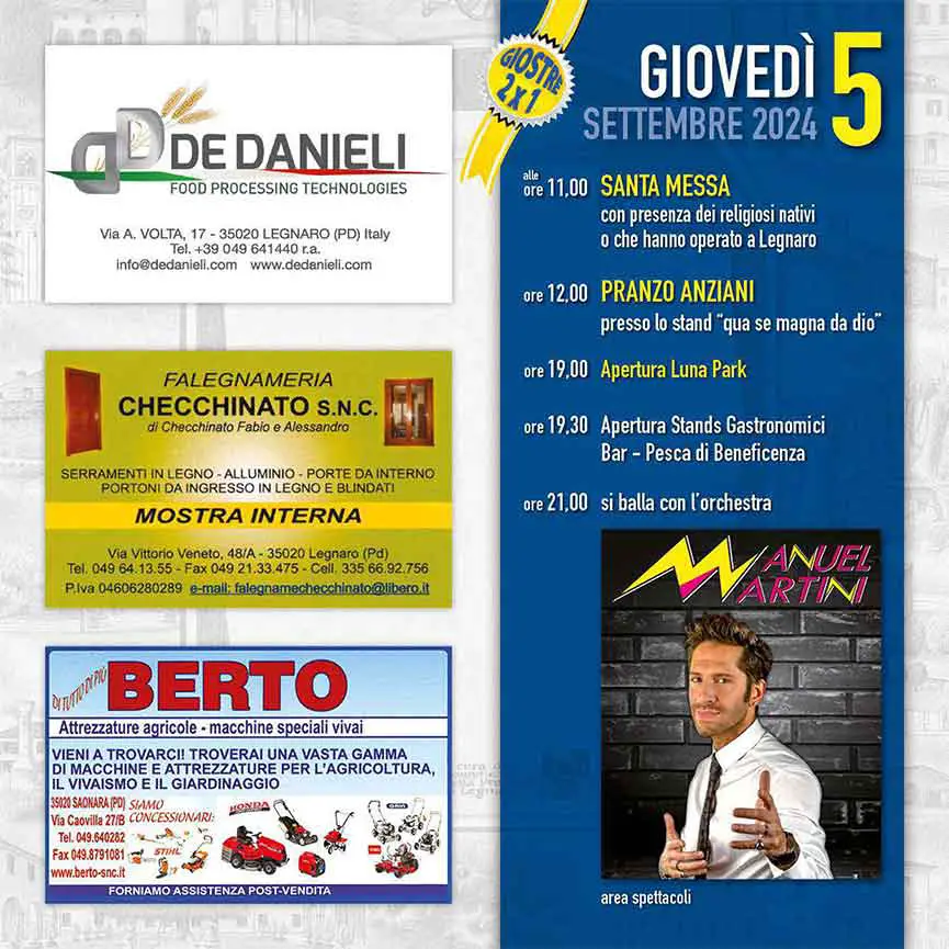 Programma della Sagra e Fiera di Legnaro