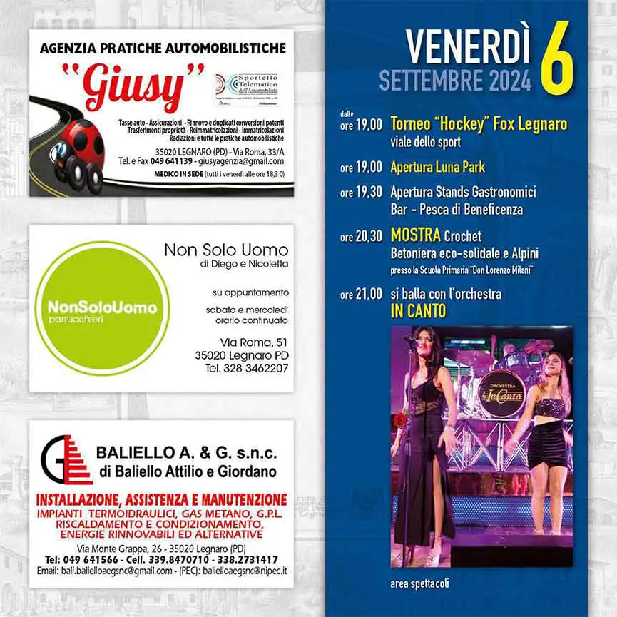 Programma della Sagra e Fiera di Legnaro