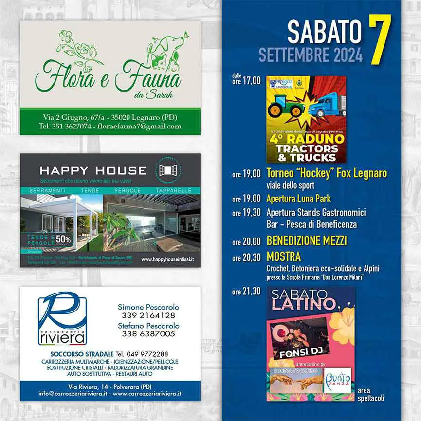 Programma della Sagra e Fiera di Legnaro
