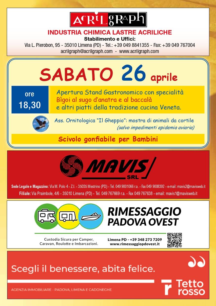 Programma Festa dei Bigoi al Torcio 2025 Limena