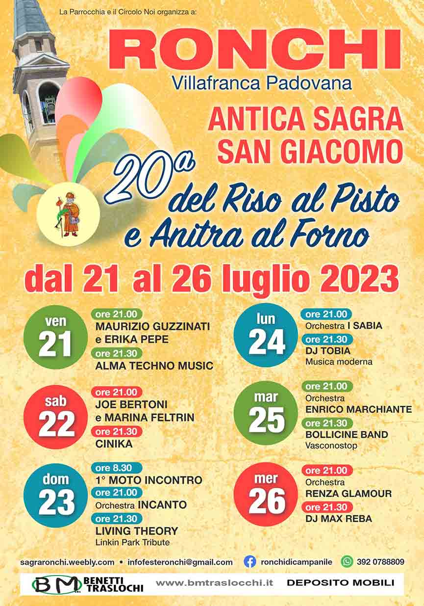 Programma della Sagra dell'Asssunta di Ronchi di Campanile, Villafranca Padovana